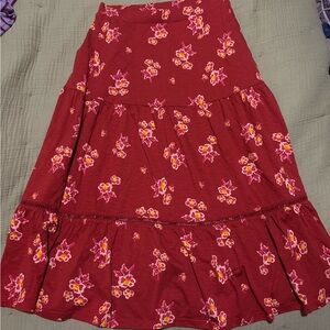 Toad&Co Red Floral Skirt